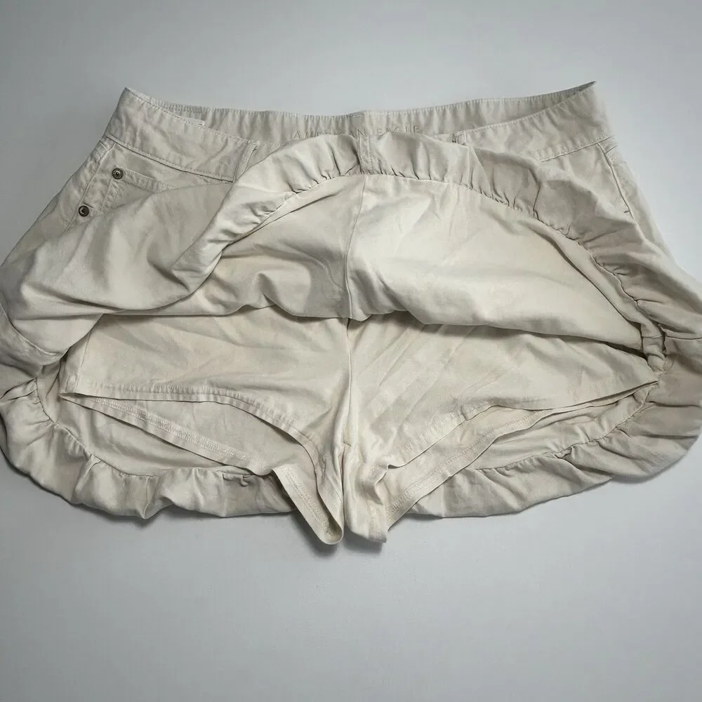 American Eagle Bubble Mini Skort Skirt Cream Beige High Rise Size 12 Lined
